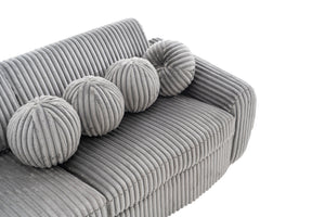 English Elm Modern Corduroy Sofa Couch - 84" Stylish Grey Sectional Love Seat For Apartment & Home Office Comfort W2363S00077