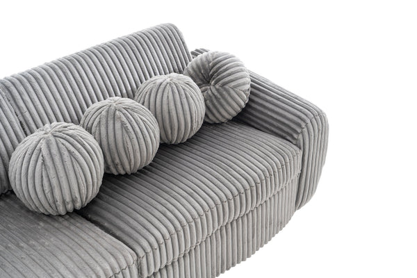 English Elm Modern Corduroy Sofa Couch - 84" Stylish Grey Sectional Love Seat For Apartment & Home Office Comfort W2363S00077