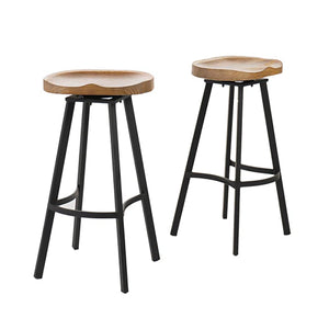 English Elm Pinewood Swivel Barstools with Black Iron Frame Industrial Kitchen Set of 2 N771P379688K