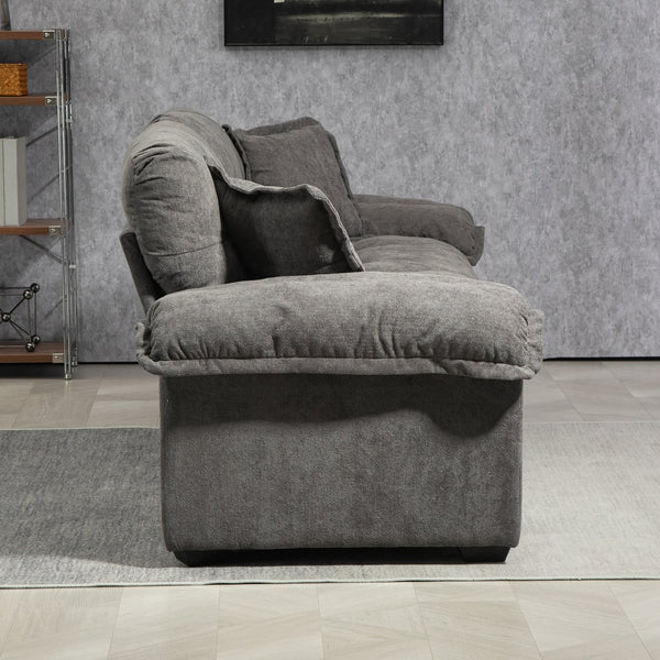 English Elm 84" Chenille Sofa Loveseat with Memory Foam & Pocket Springs, Plush Dual-Layer Comfort, Sturdy Frame Grey W676S00013