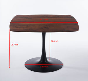 English Elm 42 42 Inch Square Dining Table Mid-Century Tulip Design for 4-6, Sturdy Metal Pedestal Base, Easy Assemble Walnut W3766P370366