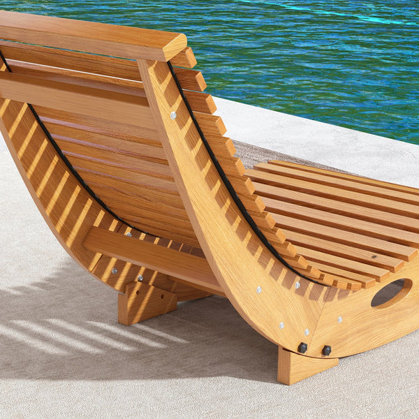English Elm Outsunny Outdoor Ergonomic Wood Rocker with S Curve High Back Slatted Patio Seat W2225P174331