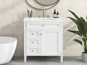 English Elm 30'' Modern Bathroom Vanity With Ceramic Sink, Soft-Close Drawers & Elegant Storage Solutions N710P206904K