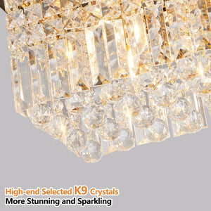 English Elm Modern Gold Crystal Raindrop Chandelier Eight Light Rectangular Fixture for Dining W1340P189514