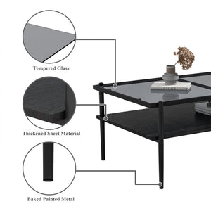 English Elm Coffee Table And End Tables Set Of 3 - Modern Glass & Mdf Design For Stylish Living Room Decor W241S00065