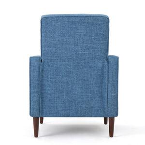 English Elm Christopher Knight Home® - Fabric Recliner Chair Mid-Century Modern Pushback Single Sofa with Tufted Cushion, Birch Legs, Cozy Comfort Blue 60741.00MBLU