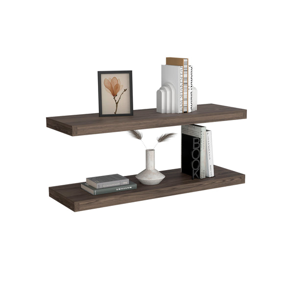 English Elm Ecco Floating Shelves Set of 2 with Hidden Brackets, Sleek Matte Finish for Books & Decor - Space-Saving Wall Storage Brown 32 L x 11 W x 4 H B200P235851