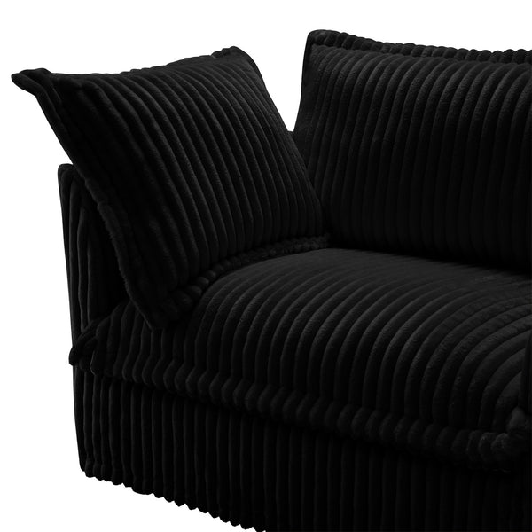 English Elm Modern Slipcovered 2-Seat Sofa In Black Corduroy – Comfy, Removable Covers, Perfect For Small Spaces! W3041S00094