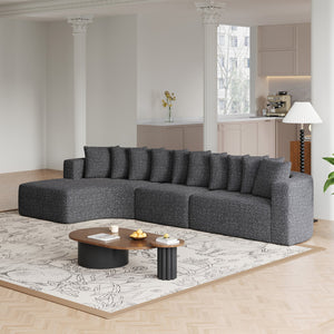 English Elm 131.1-inch Chenille Cloud Curved Sectional with Chaise and Ten Plush Throw Pillows W3505S00014