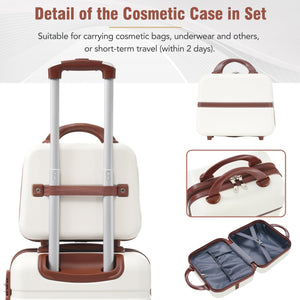 English Elm Hardshell 3 Piece Abs Spinner Luggage Set with Tsa Lock Lightweight Travel Suitcases White N732P171585K