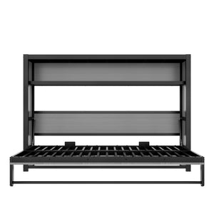 English Elm Twin Size Murphy Bed With Built-In Shelf – Space-Saving Metal Wall Bed For Efficient Living Areas W1580S00150-GIGA