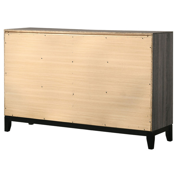 English Elm Cabrillo Grey Oak 6-Drawer Dresser with Nickel Pulls, Two-Tone Finish & Smooth Glide Storage Solution B062P375553