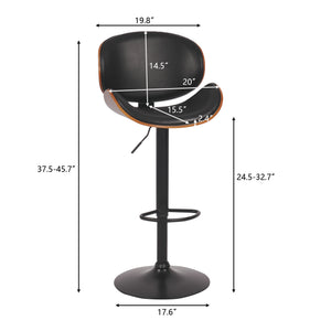 English Elm Hengming Bentwood Pu Leather Swivel Barstools Adjustable Height Kitchen Island Set W212P465190