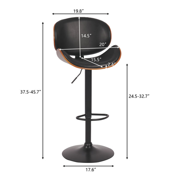 English Elm Hengming Bentwood Pu Leather Swivel Barstools Adjustable Height Kitchen Island Set W212P465190