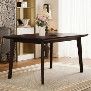 English Elm Rustic Minimalist Rubberwood Dining Table with Tapered Legs for Small Apartment Spaces Espresso N752P368503P