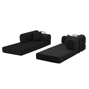 English Elm Convertible Corduroy Floor Sofa Folds Flat as Sleeper Daybed for Studio Living Black W5532P438769