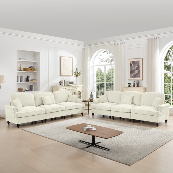 English Elm Classic 2 Piece Modular Couch Set: Elegant Chenille Sofa & Loveseat With Dual-Style Ruffle Skirts W3041S00237