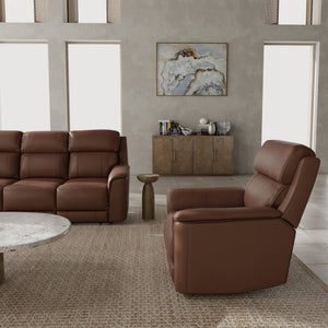 English Elm Oslo Genuine Leather Power Reclining Sofa Set with Usb Charging and Swivel Glider Pecan B339S00005