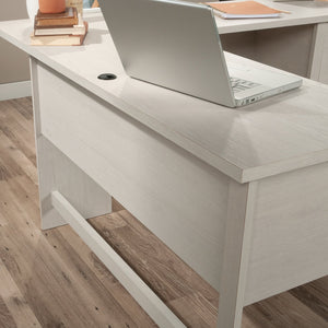 English Elm L-Shaped Desk: Modern White Finish For Small Spaces, Home Offices & Organized Workstations B356P402655