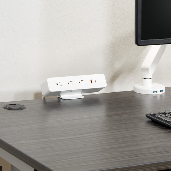 OSP Home Furnishings Clamp-mount Power Station with Ac Outlets and Usb Port for Desk or Workbench Clamp-Mount White PM5311W
