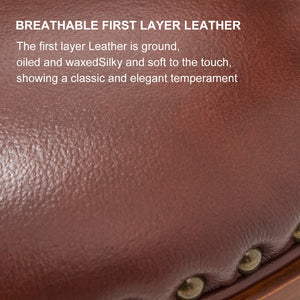 English Elm Seat 26.5" Cowtop Leather Swivel Bar Stool - Wooden Chair With Back For Home, Kitchen & Pub Use W2195P331495-GIGA