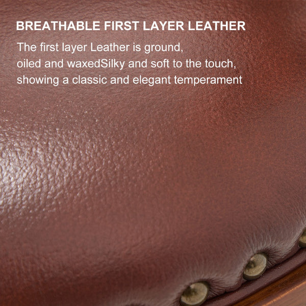 English Elm Seat 26.5" Cowtop Leather Swivel Bar Stool - Wooden Chair With Back For Home, Kitchen & Pub Use W2195P331495-GIGA