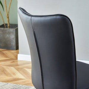 English Elm Table And Chair Set - Modern 71" White Grain Dining Table With Storage & 8 Stylish Black Pu Chairs W1151S04269-GIGA