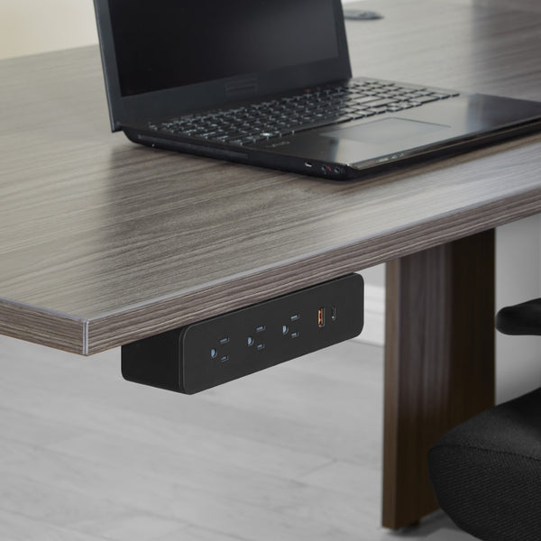 OSP Home Furnishings Clamp-mount Power Station with Ac Outlets and Usb Port for Desk or Workbench Undersurface-Mount Black PM8311B