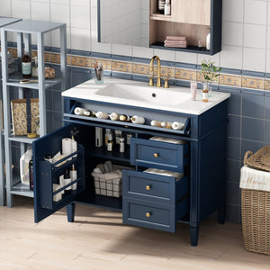 English Elm 36'' Modern Bathroom Vanity With Storage, Elegant Single Sink Design, 2 Drawers & Tip-Out Drawer N710S136004C