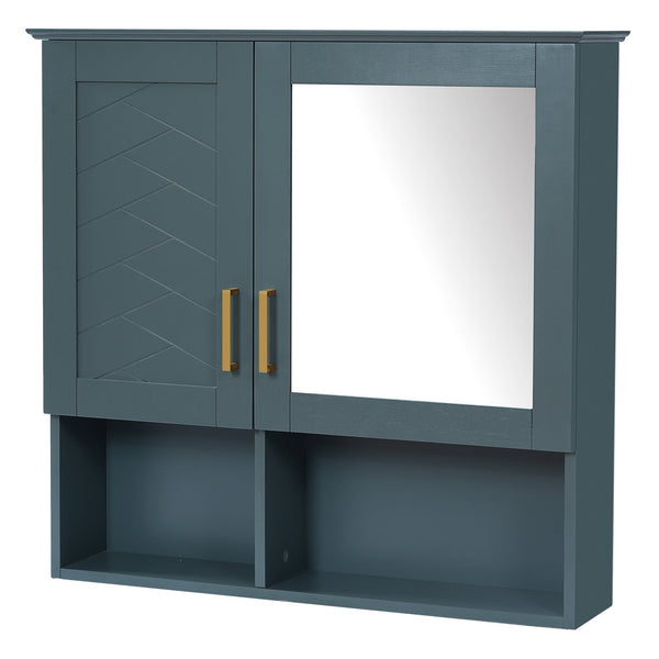 English Elm 2-in-1 Matte Wall Mounted Medicine Cabinet Soft Close Mirror Storage for Bathroom Vanity Blue N710P389456C