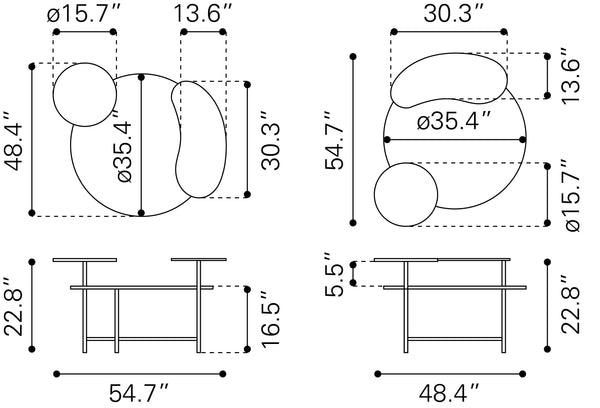 Viken Coffee Table Multicolor 109840 Zuo Modern