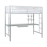 Twin Metal Loft Bed Workstation Silver BLWSSL Walker Edison