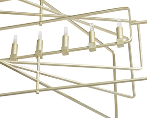 Sunpan RAIDEN Chandelier - Modern Geometric Design in Champagne Gold for Dining Rooms & Entryways Lighting 107937
