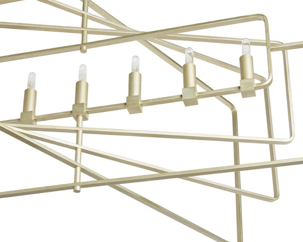 Sunpan RAIDEN Chandelier - Modern Geometric Design in Champagne Gold for Dining Rooms & Entryways Lighting 107937