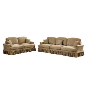 English Elm Classic 2-Piece Modular Couch Set With Flared Arms, Ruffled Skirts & Spindle Legs For Elegant Living W3041S00247