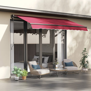 English Elm Outsunny 10' X 8' Retractable Awning - Stylish Uv-Resistant Patio Shade With Manual Crank For Homes W2225P200616-GIGA