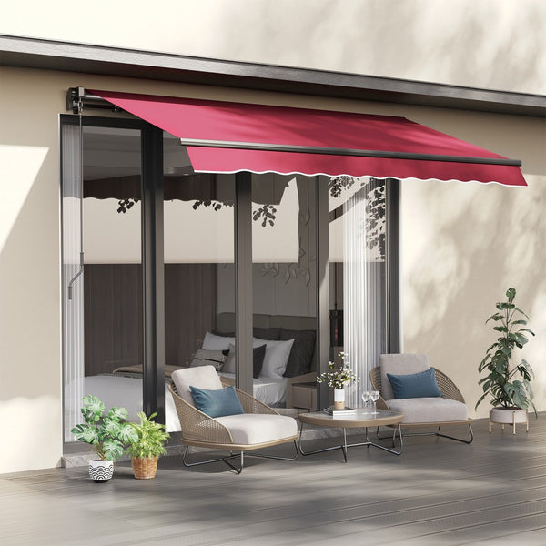 English Elm Outsunny 10' X 8' Retractable Awning - Stylish Uv-Resistant Patio Shade With Manual Crank For Homes W2225P200616-GIGA
