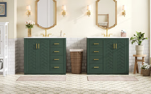 English Elm 72'' Elegant Bathroom Vanity With Ceramic Sink, Soft-Close Drawers & Solid Wood Storage Cabinet Set N710SS00013F