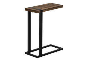 English Elm Accent C-Shaped Side Table with Reclaimed Wood-Look Top and Sleek Metal Frame for Small Spaces Brown 28 L x 13 W x 6 H B2710P219144