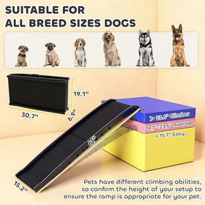 English Elm Pet Foldable Dog Car Ramp with Traction Surface and Guardrails for Suvs and High Beds T3971P455761