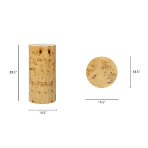 English Elm Nebula Burl Wood Pillar Side Table Sculptural Accent Pedestal Organic Grain Modern B2719P277869
