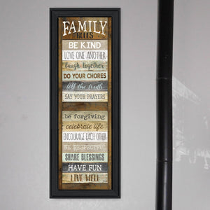English Elm "family Rules" Typographic Shutter Print Framed Wall Art for Entryway or Hallway B06787658