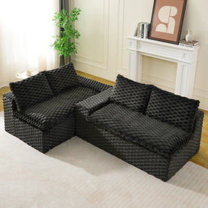 English Elm Luxury Turtle Velvet Multifunctional Sofa - Modular 4-Seat Design, Ergonomic Sponge Cushions, 400lbs Capacity, Stylish Living Room Centerpiece W3371S00035