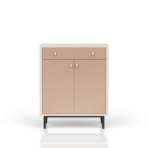 English Elm Bar Cabinet Solid Wood & MDF in Vanilla White Pecan Finish with Soft‑Close European Hinges, Modern Design B2699P296295