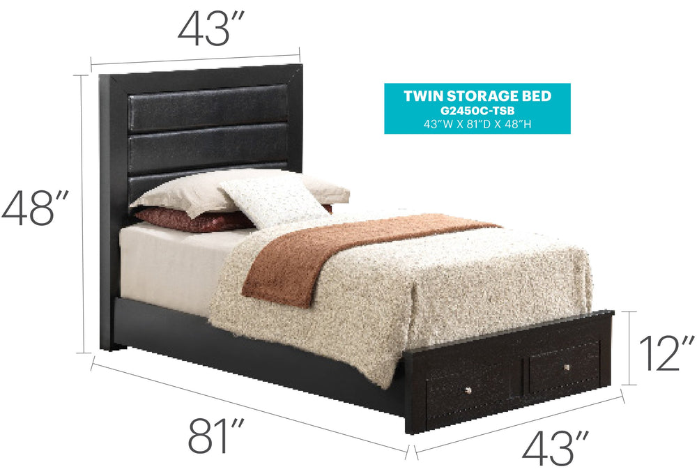 English Elm Elegant Twin Storage Bed With Under-Bed Drawers - Versatile Transitional Design For Any Room B078S00256
