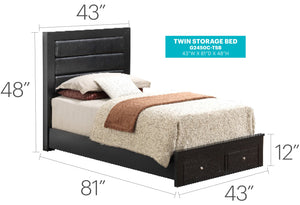 English Elm Elegant Twin Storage Bed With Under-Bed Drawers - Versatile Transitional Design For Any Room B078S00256