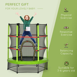 English Elm Outsunny Springless Toddler Trampoline with Enclosure Net Safe Indoor Outdoor Play W2225P217342