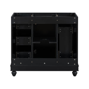 English Elm [Cabinet 36" Black Bathroom Vanity Cabinet Only Solid Wood & MDF Soft-Close Door 4 Drawers Spacious Storage Metal Handles Sleek Modern Design N729P179571B