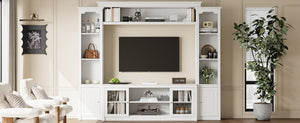 English Elm Entertainment Wall Unit with Glass Doors Open Shelving Mdf Living Room Storage White N710S688102K