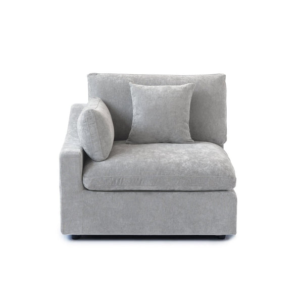 English Elm Sky Cloud Slope Sectional Sofa - Modern L-Shaped 4-Seater In Light Gray Linen For Versatile Comfort B341S00030-GIGA